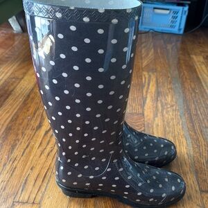 UGG Black and White Winter Rain Boots